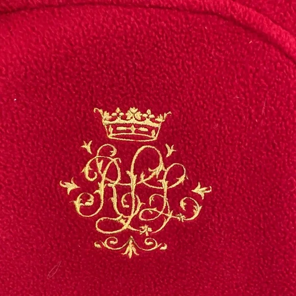 Lauren Ralph Lauren Red Zip-Up Hooded Fleece with Gold Crest - Picture 3 of 9